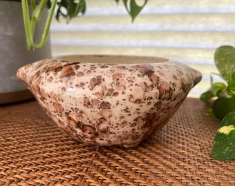 vintage ceramic planter | white with brown speckled accents | indoor outdoor plants | Boho Decor | succulents