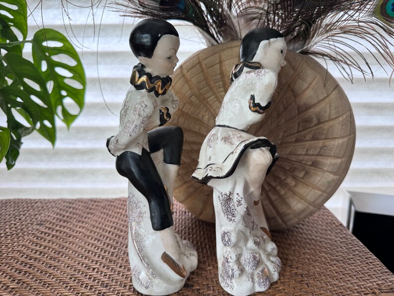 MCM Midcentury Man Woman Ceramic Figurines / Dancers Etsy