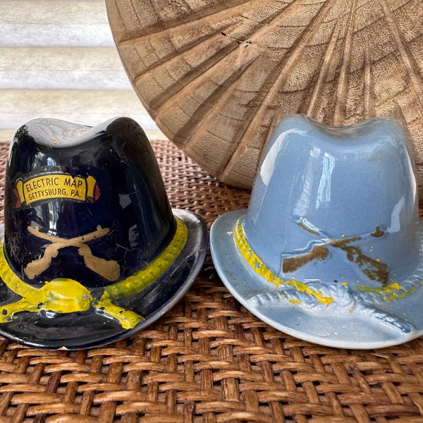 vintage ceramic confederate and union hat salt and pepper shakers | collectibles civil war