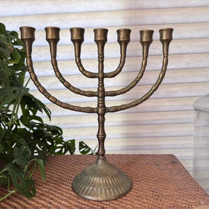brass Hanukkah Menorah Judaic Candleholder 7-branch