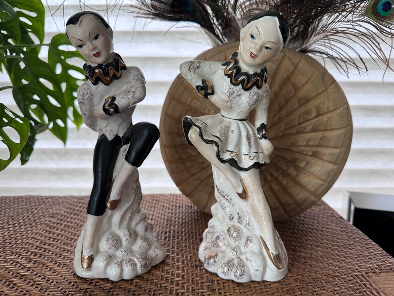 MCM Midcentury Man Woman Ceramic Figurines / Dancers Etsy