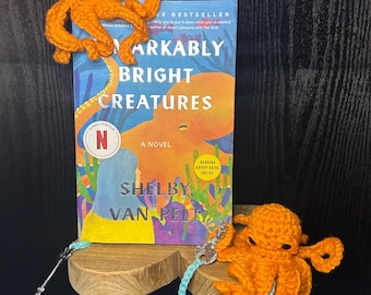 Crocheted Marcellus Octopus Bookmark Keychain inspired by Remarkably Bright CreatureS