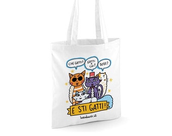 E sti gatti | Shopper | Cotone 100% | Manici lunghi