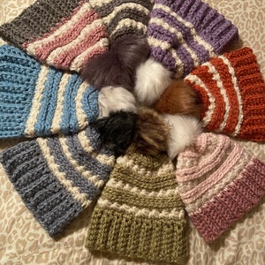 Fireside beanie two colors, chunky beanie, star stitch beanie