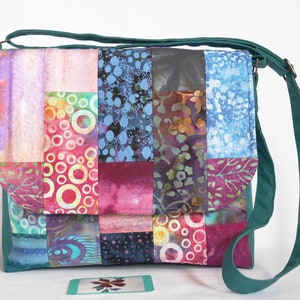Patchwork crossbody messenger bag made to order from cotton batik fabrics in your choice of colour combination Seaside sunrise
