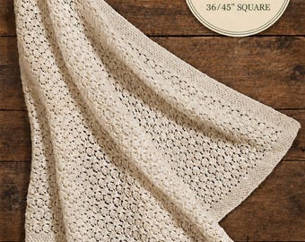 Vintage Reversible Shawl Knitting Pattern, Square Lace Wrap, DK Yarn, PDF Download (UK Terms)