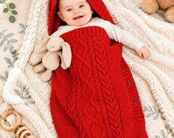 Baby Hooded Sleeping Bag Knitting Pattern, Double Knitting Yarn, Birth - 18 months