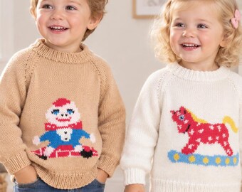 Baby and Child Jumper DK Knitting Pattern, Novelty Sweater, Humpty Dumpty, Unicorn Knit, 22-28"
