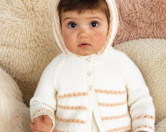 Baby Hooded Coat Knitting Pattern, DK, PDF Download, UK Terms