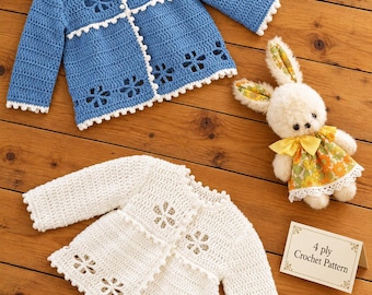 Baby Matinee Coat Crochet Pattern, 4 ply, UK Terms, 17"-20" chest