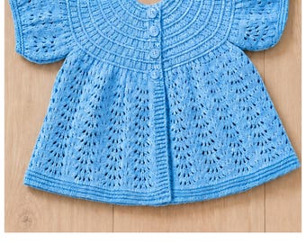 Patrón de punto vintage para chaqueta de bebé, 2 estilos, 3 cabos, descarga en PDF, términos británicos