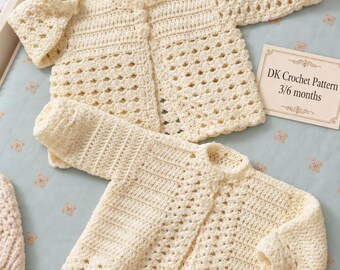 Baby Matinee Coats Crochet Pattern, 3 - 6 months, PDF Download, DK yarn, UK Terms
