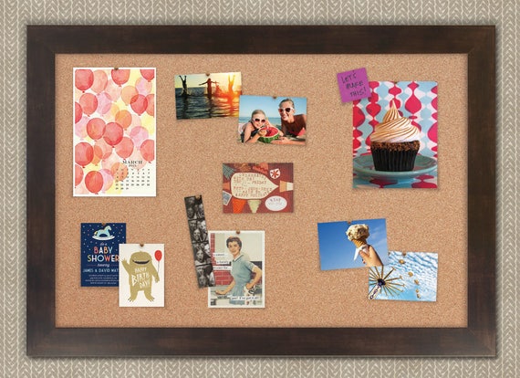 Cork Board Framed Cork Board Large Cork Board Espresso Etsy