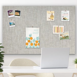48" x 32" Pin Board GREY LINEN FABRIC | Frameless Pin Board | Bulletin Board | Fabric Board