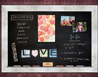 Chalkboards | Magnetic Chalkboards | Framed Chalkboards | Silver Framed Chalkboard - Torino Silver Frame