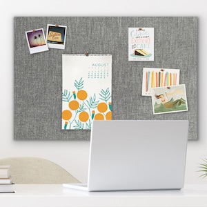 36" x 24" Pin Board SMOKE FABRIC | Frameless Pin Board | Bulletin Board | Fabric Board