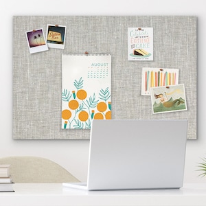 36" x 24" Pin Board GREY LINEN FABRIC | Frameless Pin Board | Bulletin Board | Fabric Board