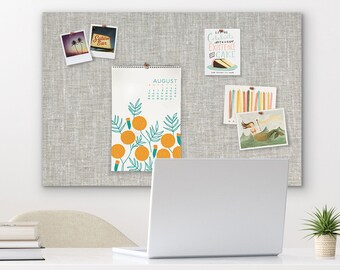 36" x 24" Pin Board GREY LINEN FABRIC | Frameless Pin Board | Bulletin Board | Fabric Board