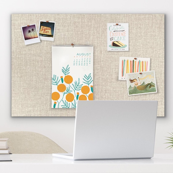 36" x 24" Pin Board LINEN FABRIC | Frameless Pin Board | Bulletin Board | Fabric Board