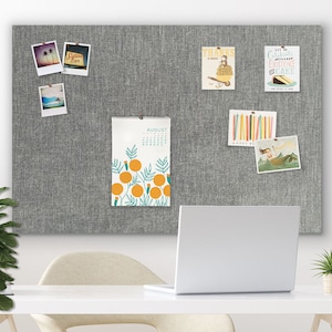 48" x 32" Pin Board SMOKE FABRIC | Frameless Pin Board | Bulletin Board | Fabric Board