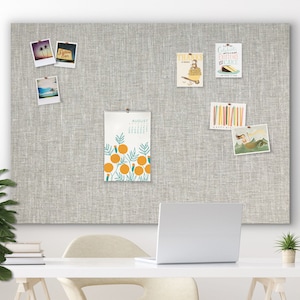 60 x 40 Pin Board GREY LINEN FABRIC Frameless Pin Board Bulletin Board Fabric Board image 1