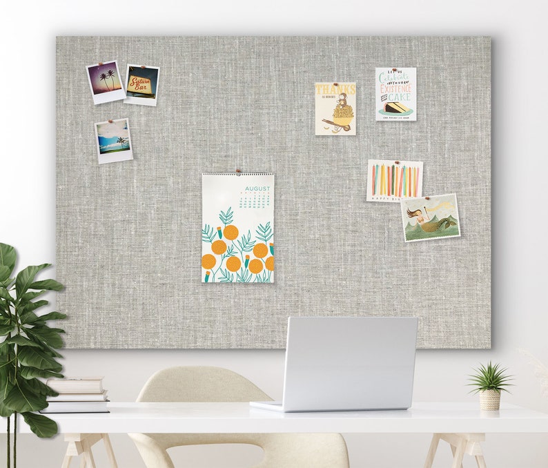 60 x 40 Pin Board GREY LINEN FABRIC Frameless Pin Board Bulletin Board Fabric Board image 1