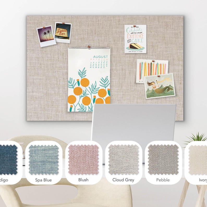 Frameless Linen Pin Board - (36" x 24") - Gallery Wrapped Bulletin Board immagine 1