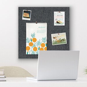 24" x 24" Pin Board GRAPHITE fabric | Frameless Pin Board | Bulletin Board | Fabric Board