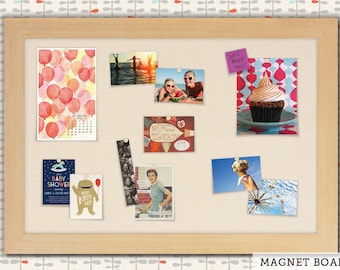 Magnetic Bulletin Boards | Framed Magnet Boards | Magnet Board | Decorative Magnet Boards - Maple Frame + Cream Fabric