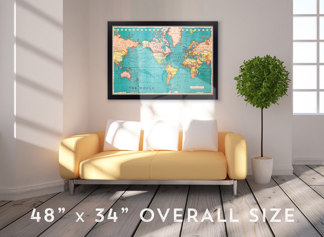 Cork Board World Map Framed Cork Board Map World Map Map Etsy