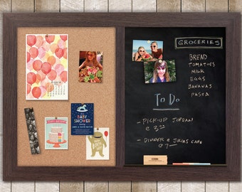 Chalk Combo Board | Chalk + Bulletin Board | Chalkboard Combo | Chalkboard Cork Board | Framed Chalkboard - Boardwalk Frame + Cork