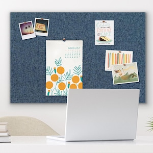 36" x 24" Pin Board INDIGO BLUE FABRIC | Frameless Pin Board | Bulletin Board | Fabric Board