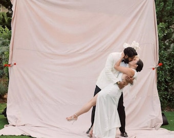 Telón de fondo de tela teñido a mano personalizado para bodas y eventos
