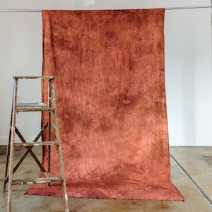 Hand-Dyed Canvas Fabric Backdrop / Photo Background in TERRACOTTA
