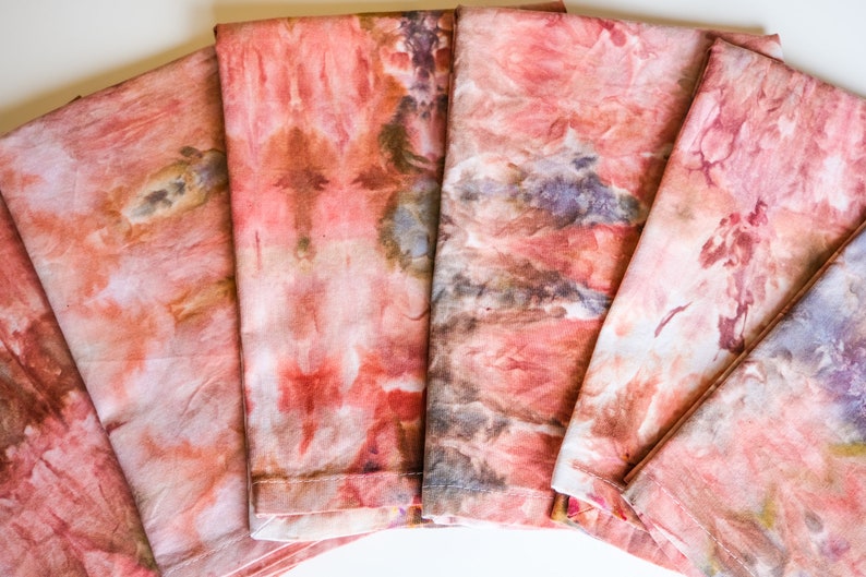 Set: Hand Dyed Linen Table Runner set of 6 Napkins / 100% Cotton image 5