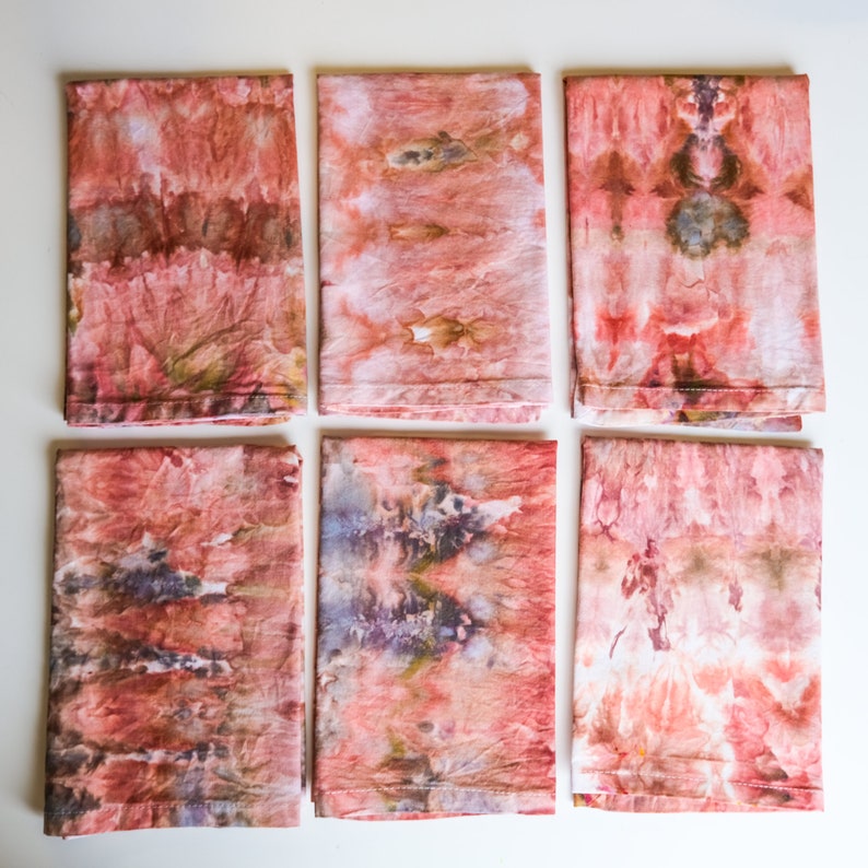 Set: Hand Dyed Linen Table Runner set of 6 Napkins / 100% Cotton image 7