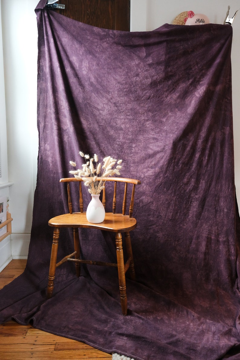 Hand-Dyed Cotton Canvas Backdrop / Seamless Photo Background in PORT / 5'x8' image 1