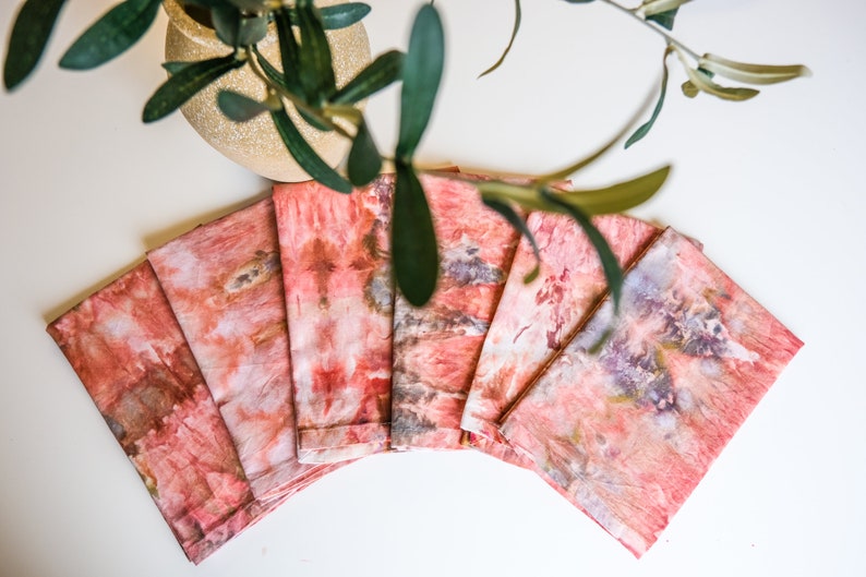 Set: Hand Dyed Linen Table Runner set of 6 Napkins / 100% Cotton image 6