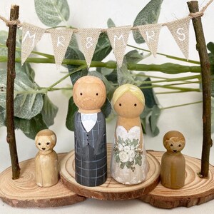 RUSTIC BRIDE & GROOM Custom Personalised Wedding Cake Topper Peg Dolls ...