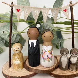 RUSTIC BRIDE & GROOM custom personalised wedding cake topper image 3