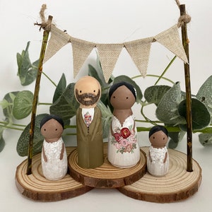 RUSTIC BRIDE & GROOM Custom Personalised Wedding Cake Topper Peg Dolls ...