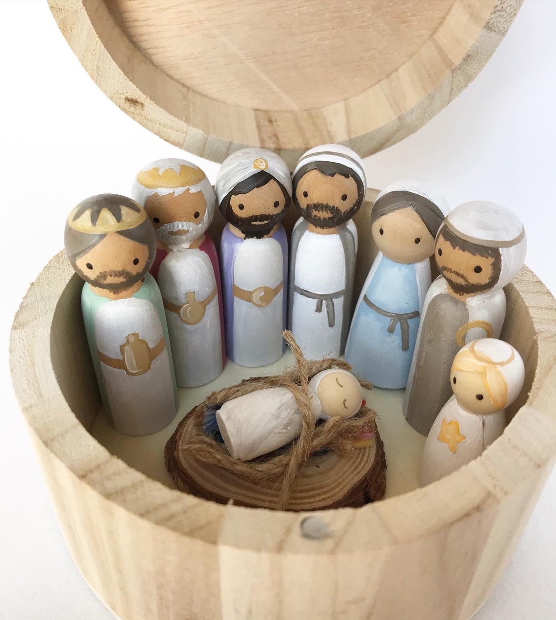 Nativity Wooden Peg Dolls Set Complete With Wooden Box - Etsy Canada