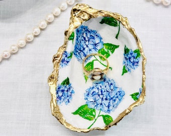 Oyster Shell Ring Dish, Nantucket Hydrangea Ring Dish, Oyster Shell Art, Nantucket Ring Dish, Oyster Shell Trinket Dish, Bridesmaid Gift