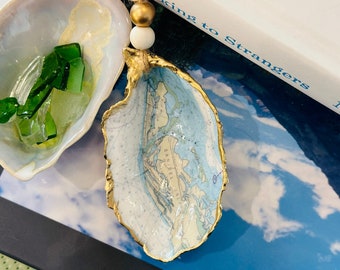 Sanibel Island Florida Map Oyster Shell Ornament, Decoupage Shell, Oyster Shell Art