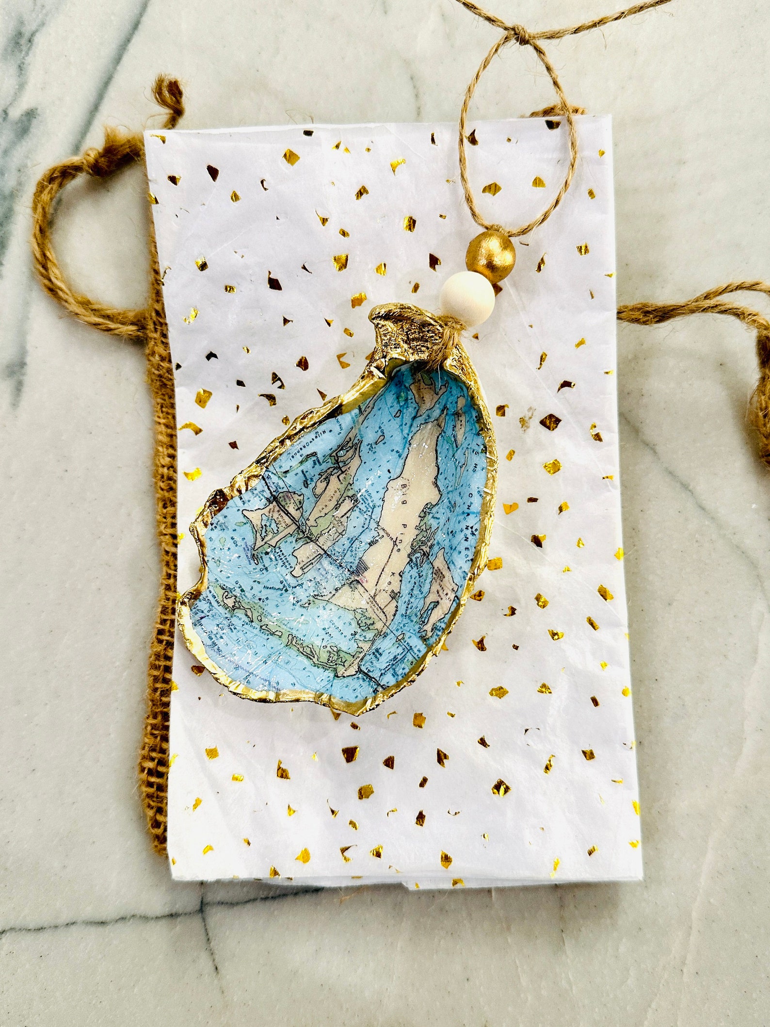 Big Pine Key Map Oyster Shell Ornament - Il 1588xN.4620057662 3n11