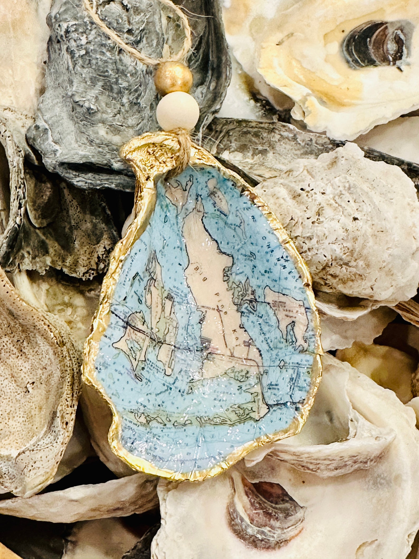 Big Pine Key Map Oyster Shell Ornament - Il 1588xN.4620057868 8ws7 