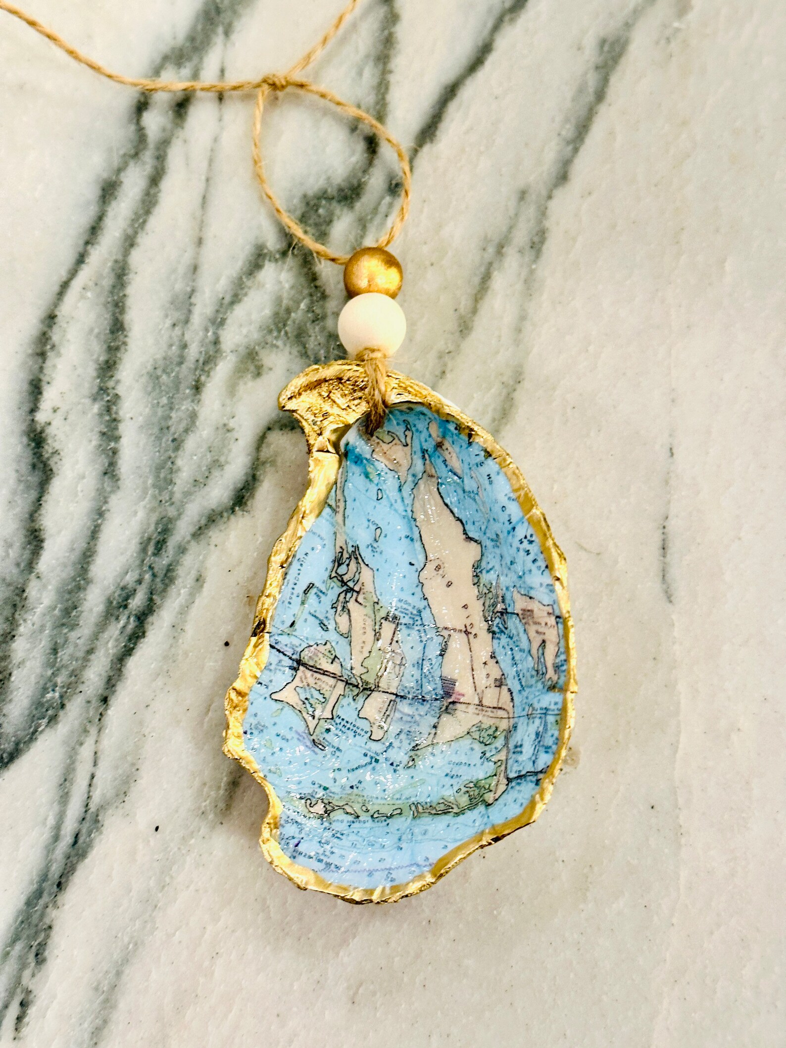 Big Pine Key Map Oyster Shell Ornament - Il 1588xN.4620057854 S09m 