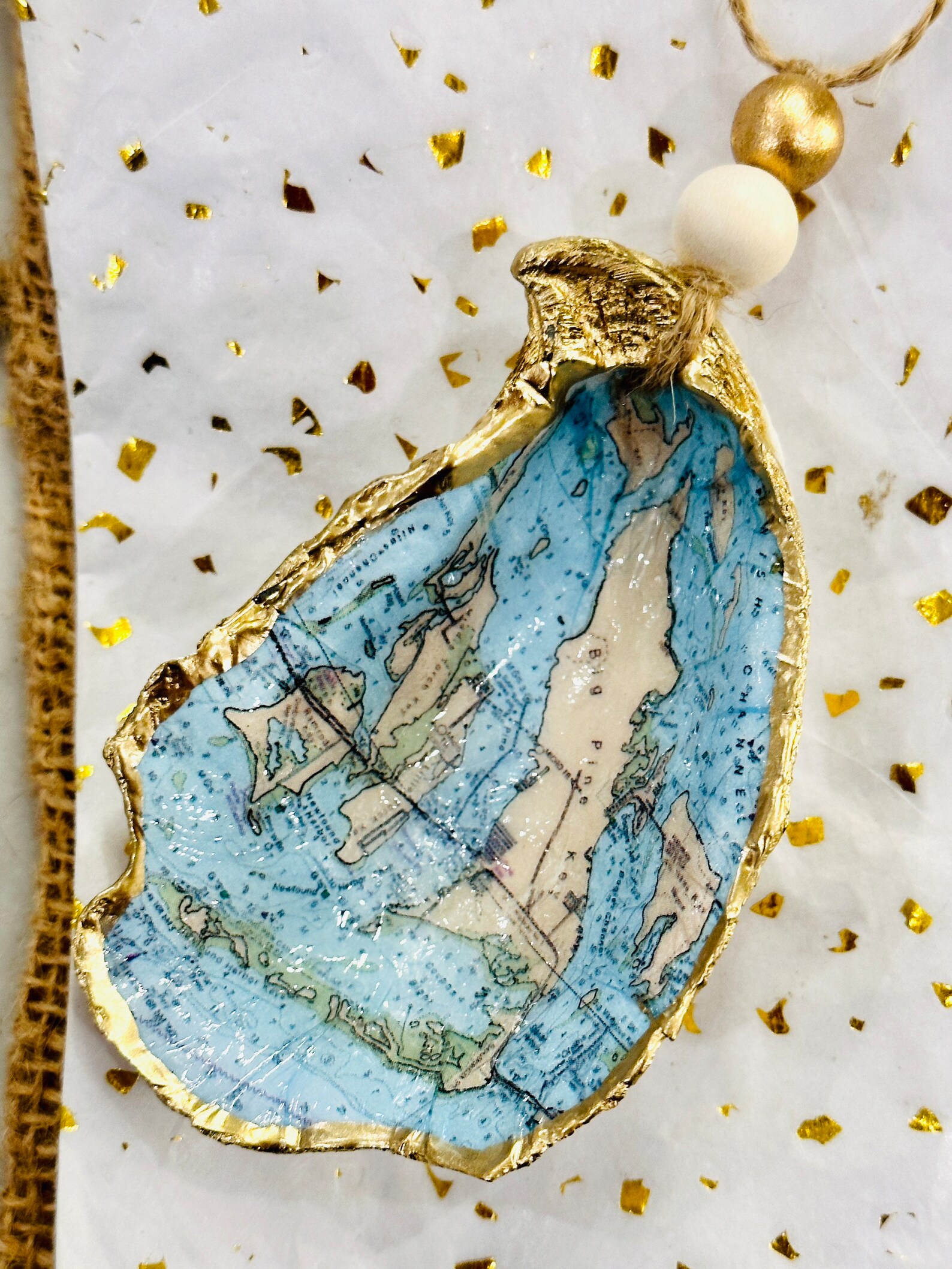 Big Pine Key Map Oyster Shell Ornament - Il 1588xN.4668297979 Hsl1