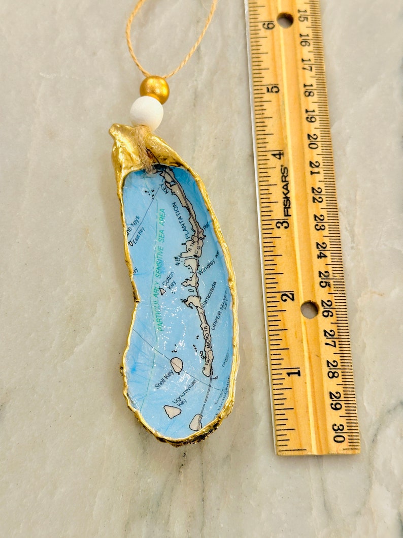 Islamorada Florida Nautical Map Oyster Shell Ornament, Present Topper ...