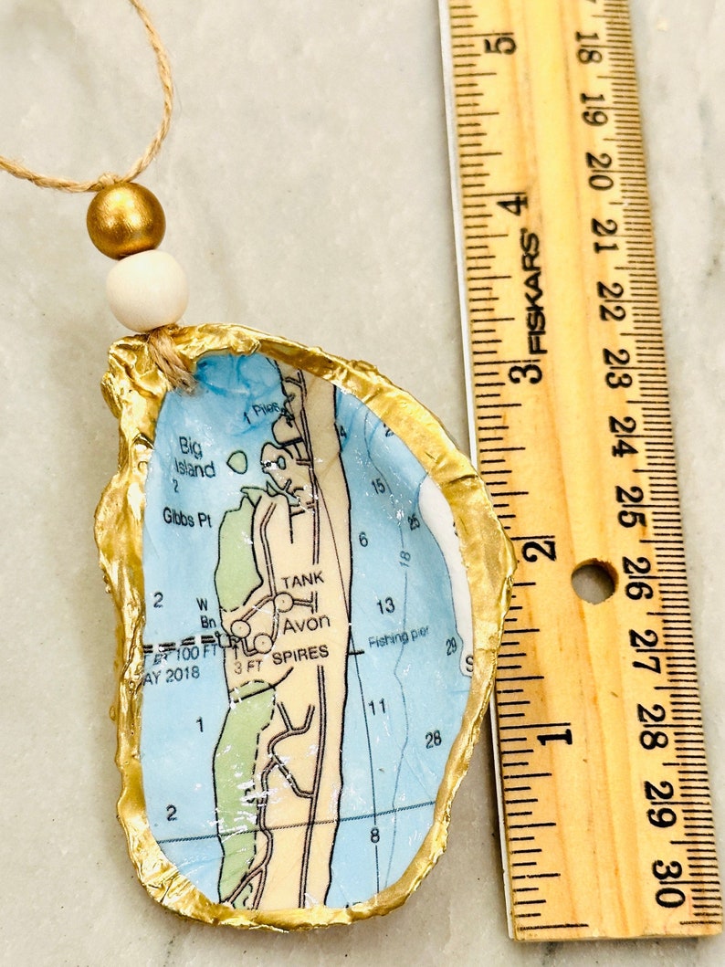 Avon North Carolina Map Oyster Shell Ornament, Decoupage Shell, Oyster ...